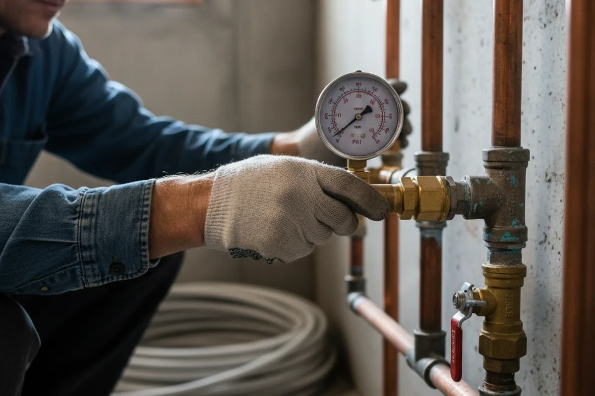 Pressure testing a repaired line during Water Line Repair in Redfield